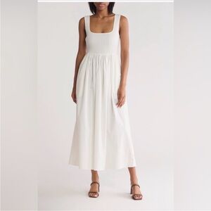 Wayf Smocked White Tank Midi Sundress XS